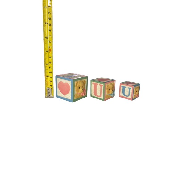 Three 1996 Enesco Cherished Teddies I Love You Letter Blocks #240281 New In Box - Picture 6 of 8